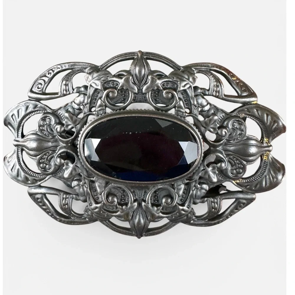 Lauren Ralph Lauren NWT Belt size L‎ Black Filigree Buckle Black Stone 17616 F23
